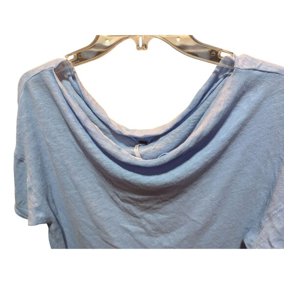 Free People FP Light Blue Cowl Neck Top Blouse, Linen & Cotton, Size Small - Picture 3 of 10